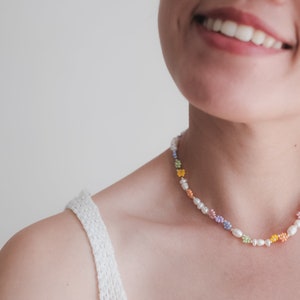 Pearl Necklace for Women Choker Necklace Colourful Necklace for Flower Girls Gift for Her image 10