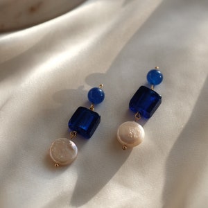 Dangle Pearl Earrings Hoop Earrings Beaded Drop Earrings Gift for Mom Gift For Her Birthday Gift Bridal Showers image 4