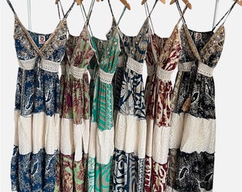 Women’s Boho Hippie Ibiza Summer Silk Maxi dress Holiday Resort Dress