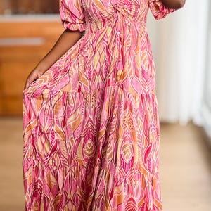 Damen Sommer Boho Hippie Ibiza Seide Maxikleid