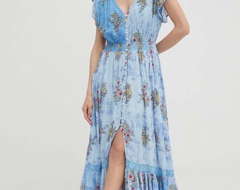 Damen Boho Sommer Hippie Ibiza Maxikleid