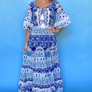 Antica Sartoria Damen Sommer Boho Hippie Ibiza Maxikleid