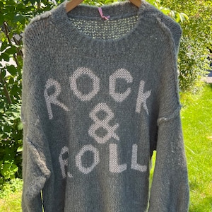 Damen Herbst Winter Oversize Kuscheliger Strickpullover Rock & Roll