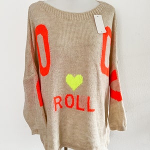 Damen Herbst ウィンター オーバーサイズ Kuscheliger Strickpullover ROCK & ROLL