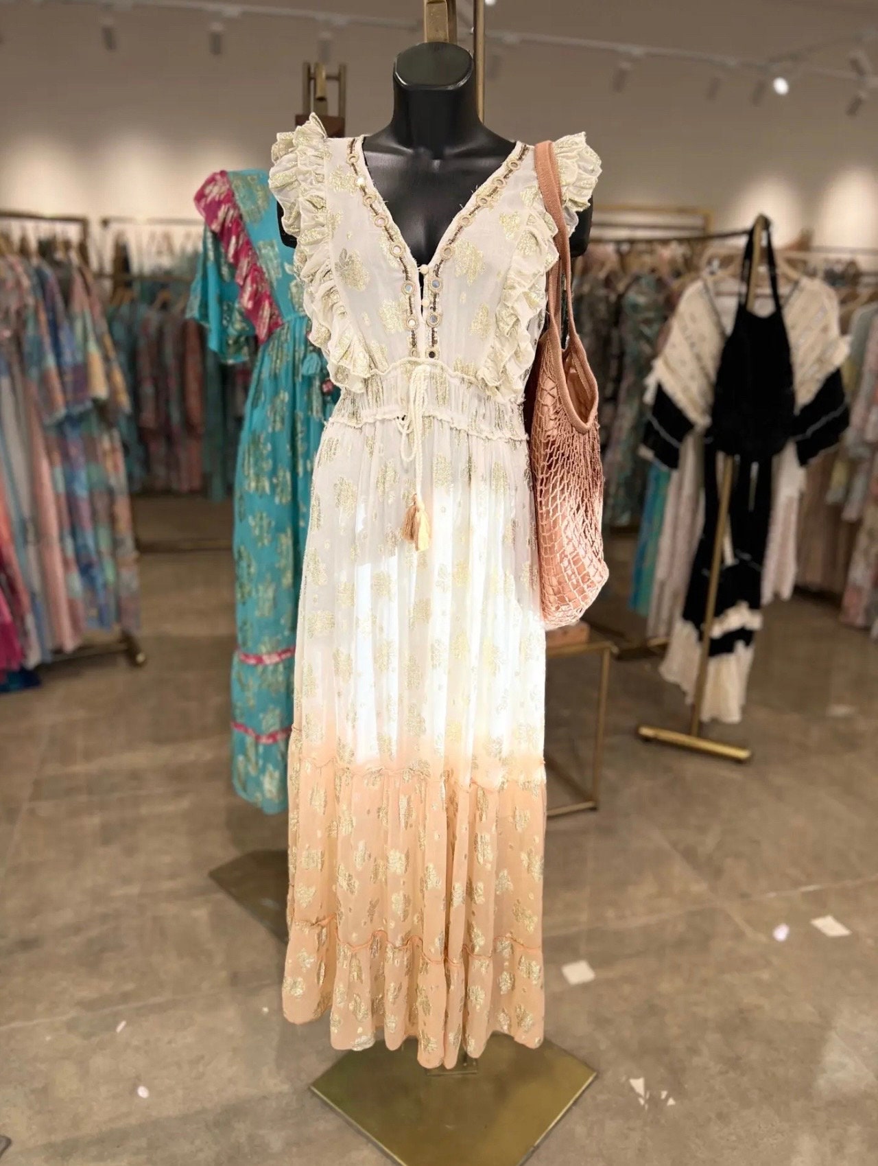 Odizli Damen Sommer Rock – Boho Style, Hohe Taille, Gestuft, A-Linie, Aus Polyester/Baumwolle, Größen S-2XL