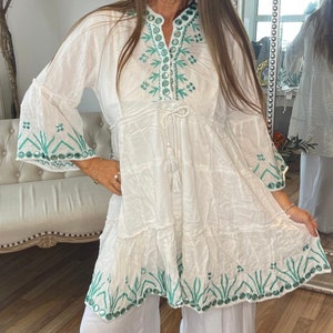 Damen Boho Sommer Hippie Ibiza Minikleid