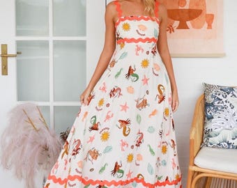 Women’s Boho Summer Hippie Ibiza Maxi dress Resort Wear Long Dress Rayon