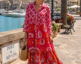 Women’s Boho Hippie Ibiza Summer Wedding Maxi dress Resort Wear vacation holiday Cotton