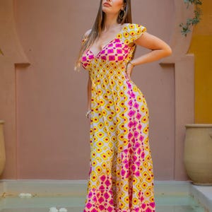 Damen Sommer Boho Hippie Ibiza Viskose Maxikleid