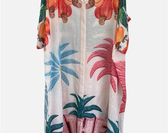 Women's Summer Printed Shirt Dress Ibiza style Holiday Resort Wear, Made in Italy