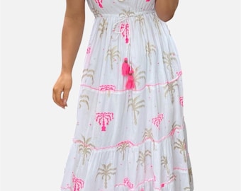 Women’s Boho Hippie Summer Maxidress White Long dress Resort Wear