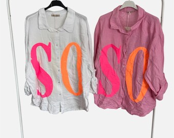 Women's Spring Summer Gauze Muslin Blouse Shirt with SOHO Print