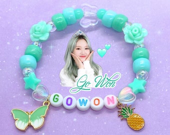 Gowon Loona Kandi Bracelet Iridescent Letter Beads with Charms Kpop Monthly Girl Eden Green Butterfly YYXY