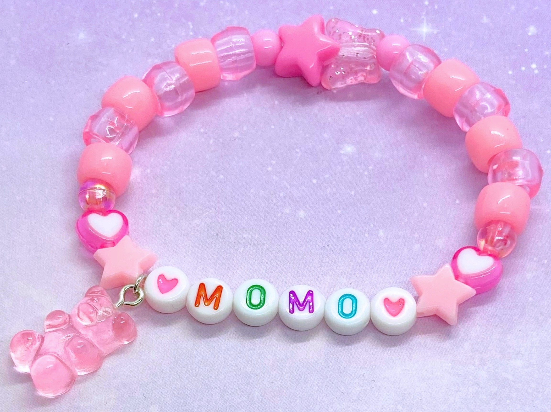 Twice Momo Kandi Bead Stretch Bracelet With Optional Charms | Kpop
