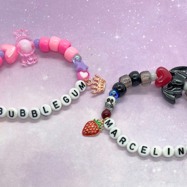 Bubbline Kandi Bracelet Set with Cute Charms Inspired by Adventure Time Marceline Vampire Queen and Princess Bubblegum