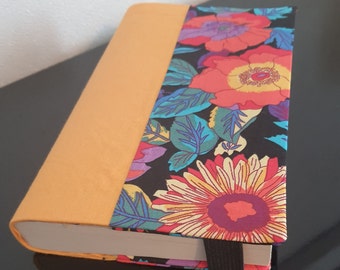 Protège livre de poche / Couvre livre tissu pur coton avec marque page et élastique de maintien