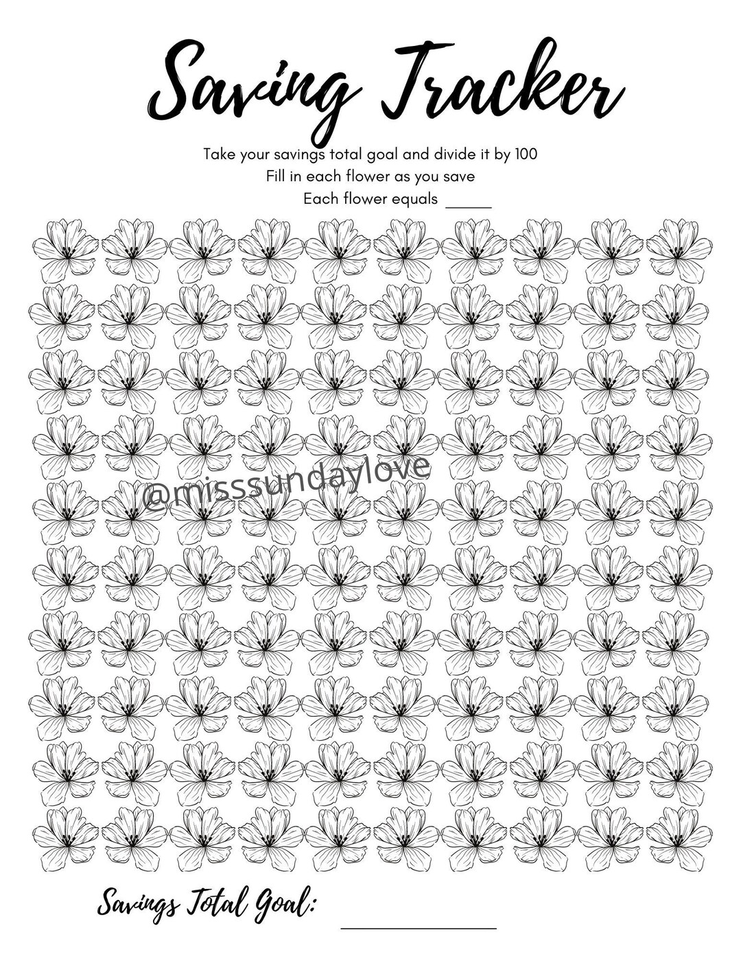 Count Step Progress Tracker Flower Flower Savings Tracker - Etsy