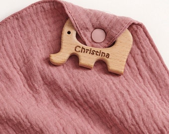 Personalised Baby Muslin/ Wooden Elephant Teether/Baby Muslin/Baby Xmas Gift/Personalised Baby Gift/Cheap Baby Gift/Newborn Cotton Muslin