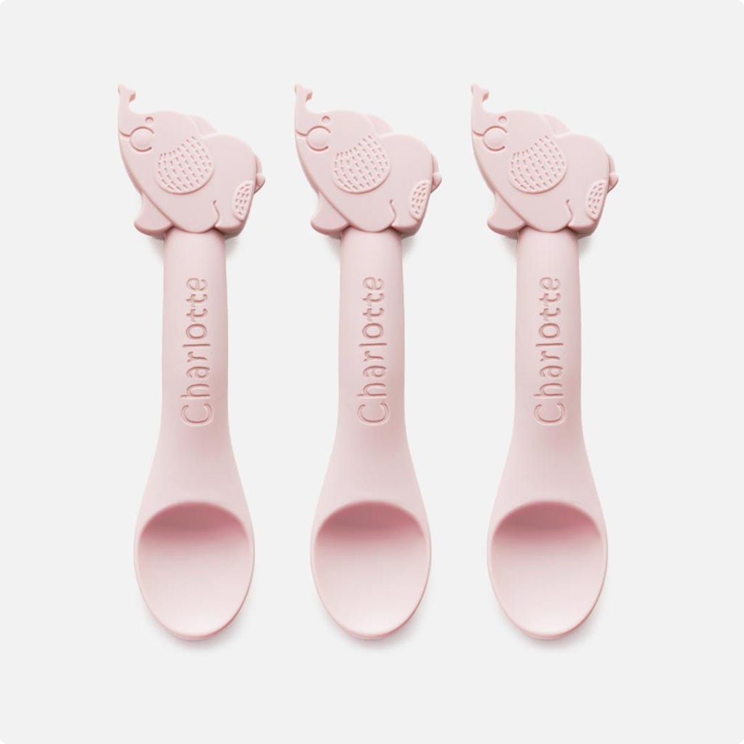 Personalized Elephant Baby Spoons: Silicone Weaning Spoon Set - Etsy