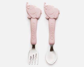 Personalised Kids Cutlery Set / Personalised Kids Gifts / Junior Cutlery / Silicone Cutlery