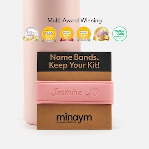Personalised Bottle Band - Back to School Essential - Silicone Name Bands for Bottles / Choose Your Colour, Font and Icon