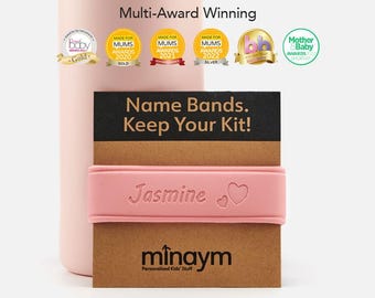 Personalised Bottle Band - Back to School Essential - Silicone Name Bands for Bottles / Choose Your Colour, Font and Icon