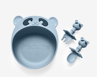 Panda Bowl (Personalised Panda Suction Bowl) / Silicone Toddler Gift / Named Kids Gift / Cheap Toddler Gift