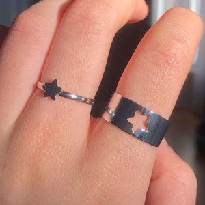Dainty star ring for couples bestfriends, matching star promise ring set, constellation ring, adjustable silver ring, star promise rings