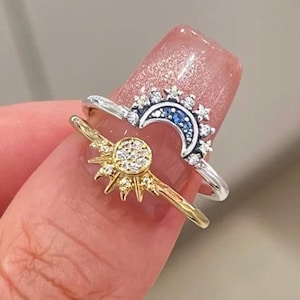 Sun Moon Star Ring, Matching Sun Moon Ring, Moon Star Ring Set, Purity rings, Friendship Rings, BFF rings, Mother daughter rings, Love rings image 1