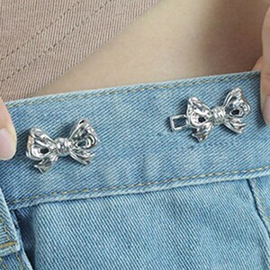 Bowknot Button Adjuster for Pants and Skirts Waist Tightener Adjustable Waist Buckle for Jeans No Sewing Required image 4