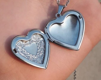Romantisches Herz Locket Anhänger Weibliches Gold Silber Farbe Edelstahl Geschenk für ihre Freundin Halskette für Frauen Schmuck Valentinsgeschenk