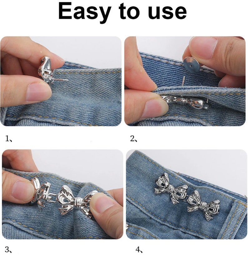 Bowknot Button Adjuster for Pants and Skirts Waist Tightener Adjustable Waist Buckle for Jeans No Sewing Required zdjęcie 3