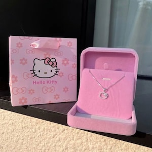 Y2K Hello Kitty Sanrio Stainless Steel Crystal Necklace, Kawaii Hello Kitty Gift, Cute Kawaii necklace, Sanrio necklace hello kitty necklace