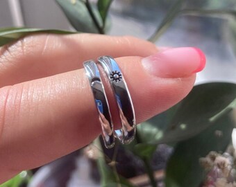 Anneaux du Soleil et de la Lune| Bague de promesse assortie| Bague de couple de lune Set|bff| Ensemble d’anneaux|| Ses anneaux et les siens| Cadeau pour petite amie| Bague d’amour