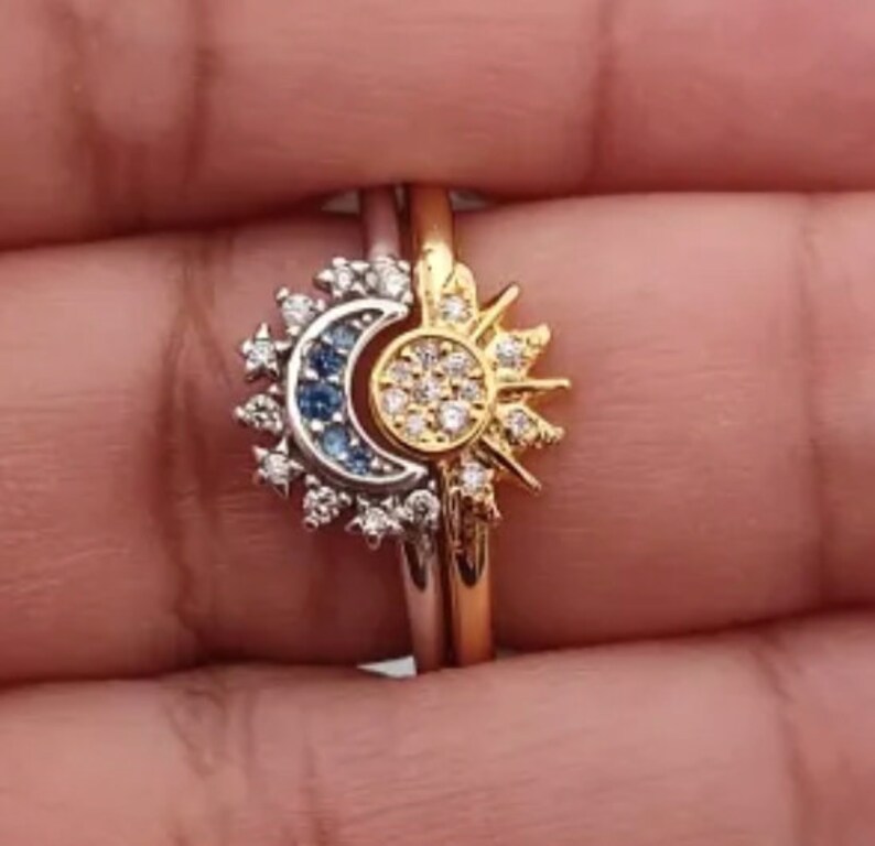 Sun Moon Star Ring, Matching Sun Moon Ring, Moon Star Ring Set, Purity rings, Friendship Rings, BFF rings, Mother daughter rings, Love rings image 3
