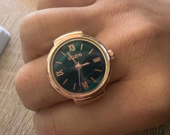 Vintage Finger Watch Ring Fashion Accessories Vintage Alloy Shell Quartz Watch Men Jewelry Women Gift