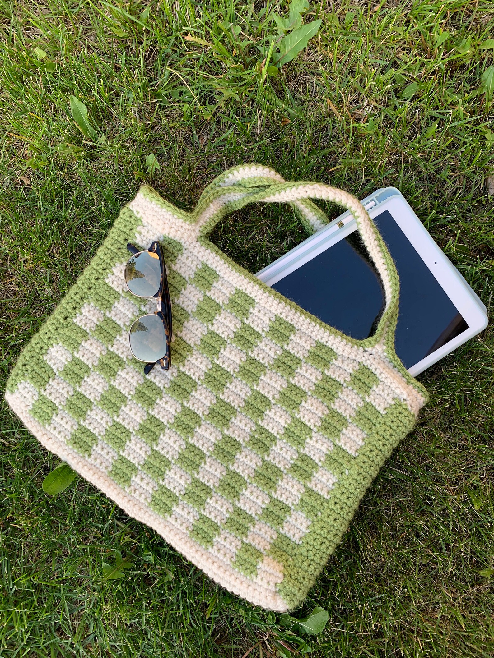 Checkerboard Tote Bag Crochet Pattern PDF Etsy Canada