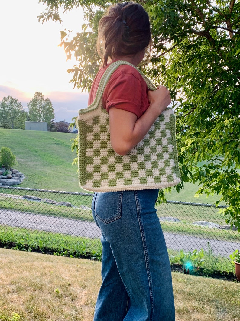 Checkerboard Tote Bag Crochet Pattern PDF Etsy Canada