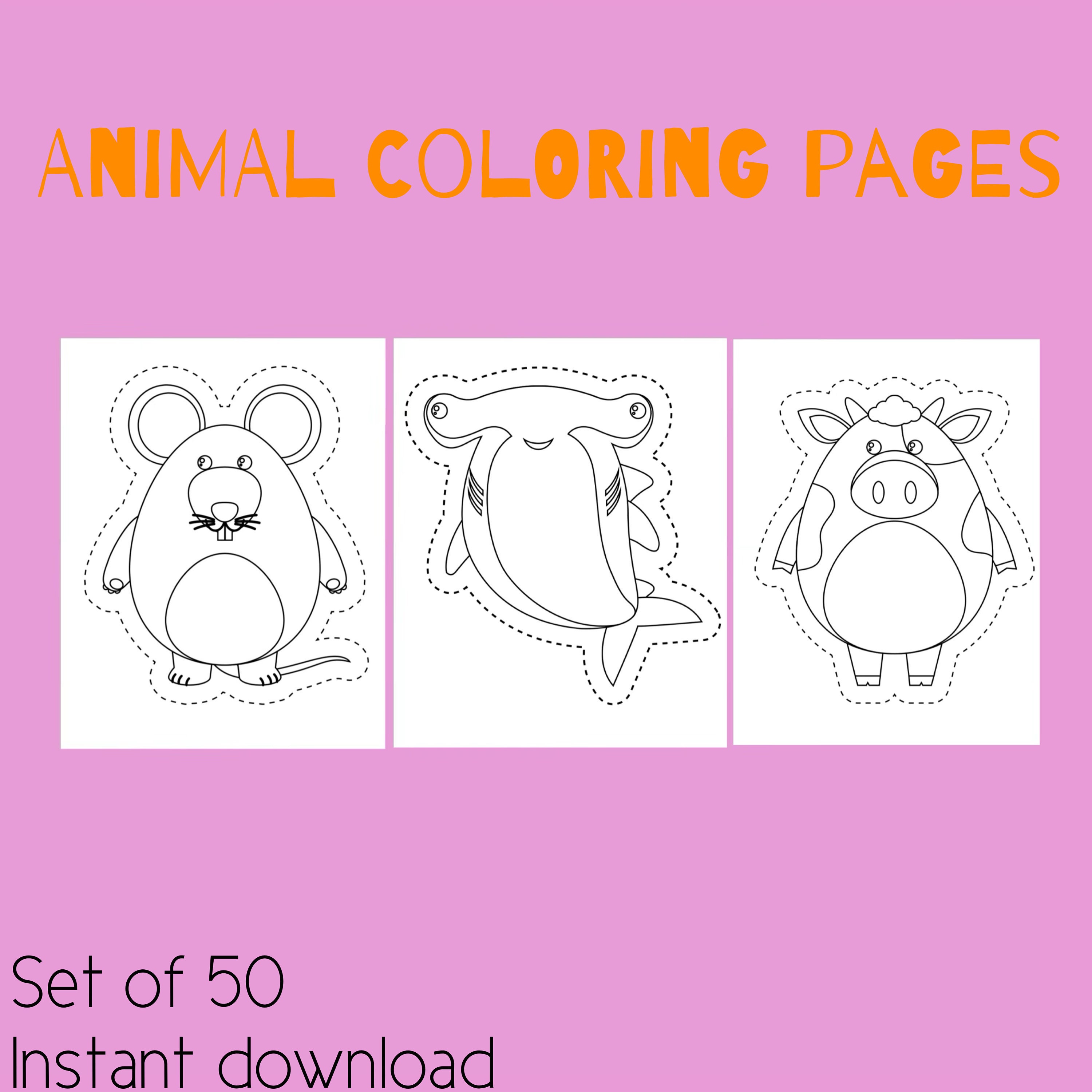 Animal Children's Cutout Coloring Pages | Etsy