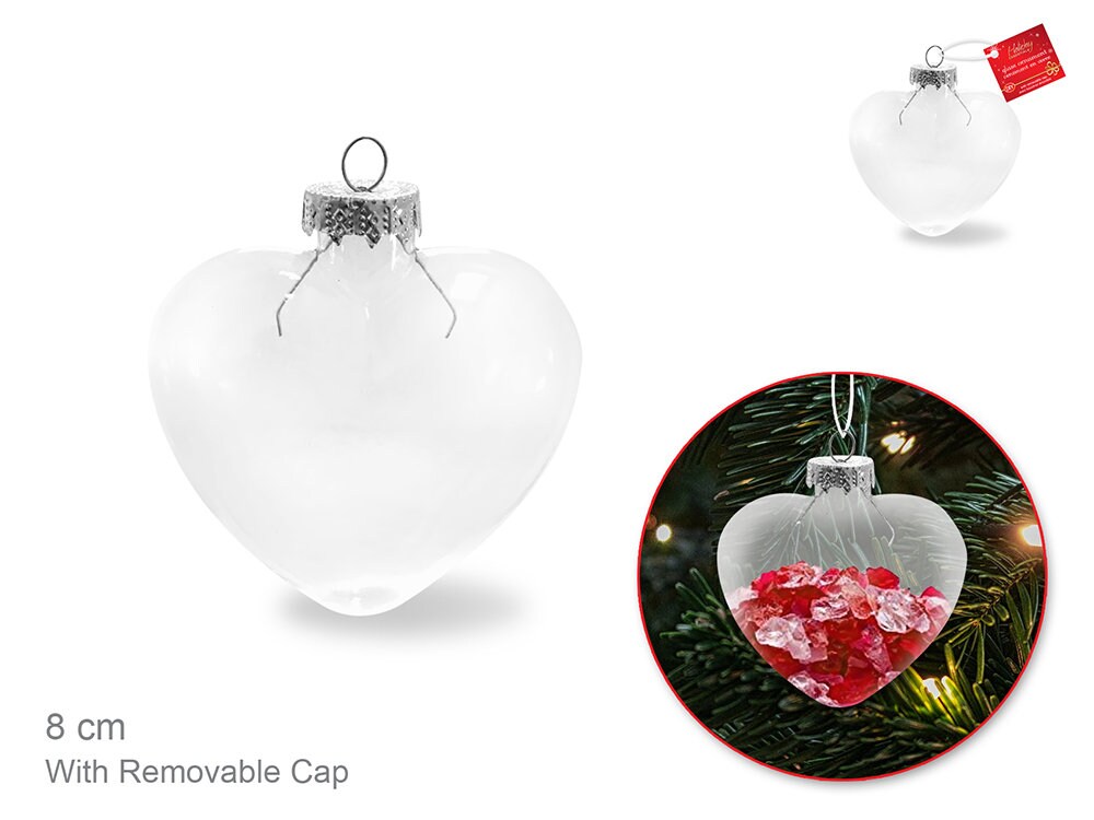 8cm DIY Clear Ornament Glass Heart with Metal Hanger Etsy
