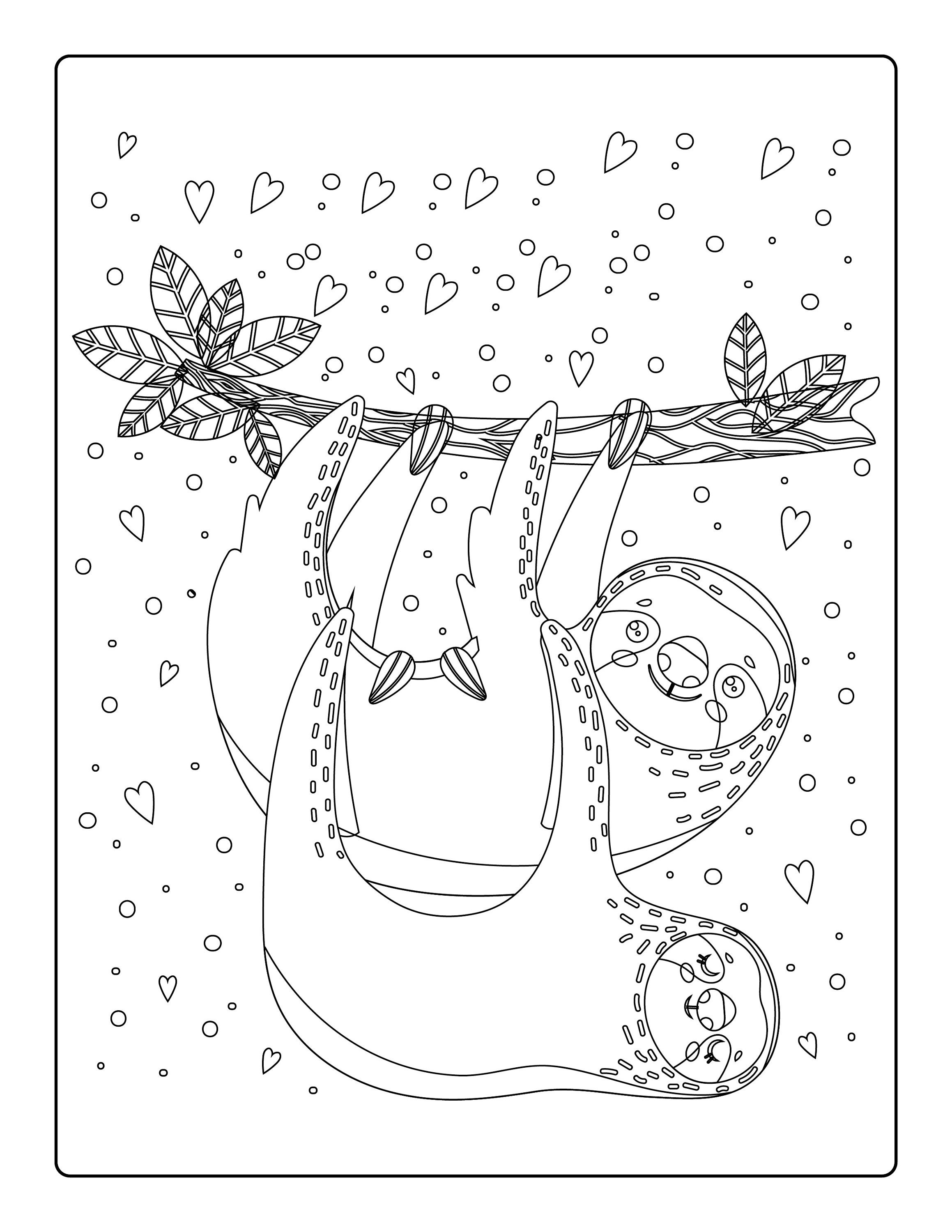 Sloth Coloring Pages - Etsy