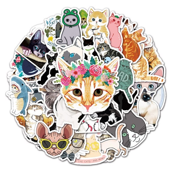 50 Pcs Stickers Cute Funny Cats Laptop Luggage Graffiti Fridge Phone Car  Vinyl