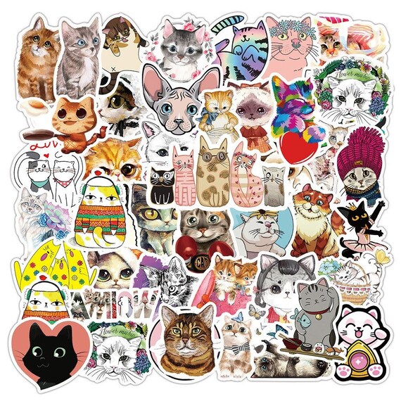 Colorful Cartoon Cat Sticker Pack