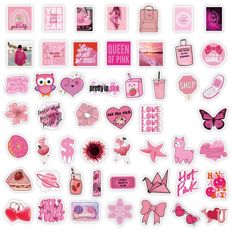 103050 Pcs Pink Girly Sticker Pack Cute Vinyl Stickers for - Etsy