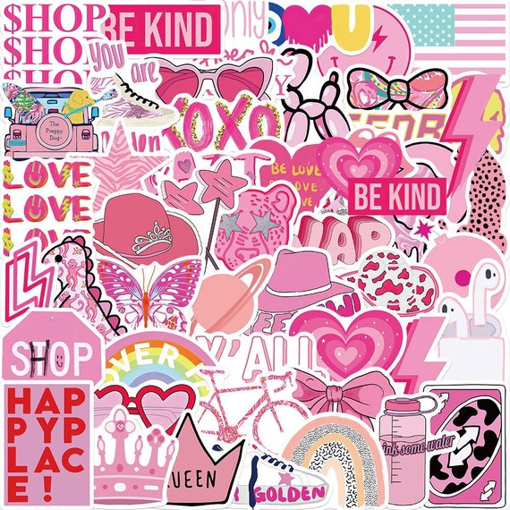 VSCO Stickers 100 Pack pink I Cute Stickers Waterproof 100% Vinyl Stickers  I Vsco Girls Stuff (100 Pink Pack, VSCO Stickers)