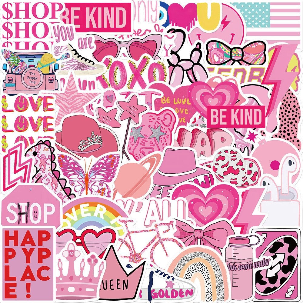 50 Cute Pink Vsco Stickers Pack Cartoon INS Aesthetic Sticker Etsy