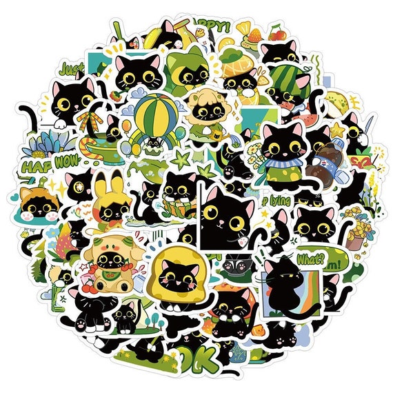 50PCS Cute Cat Stickers Vinyl Waterproof Funny Cats Decals for Water Bottle  Laptop Skateboard Scrapbook Luggage