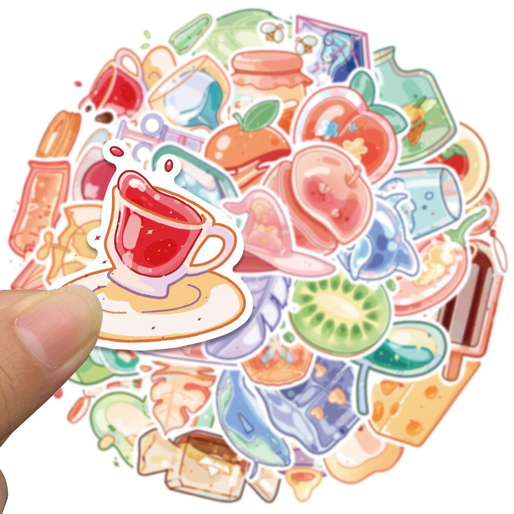 40 Cute Food Stickers Pack Fruit & Drink Stickers for Laptop Etsy