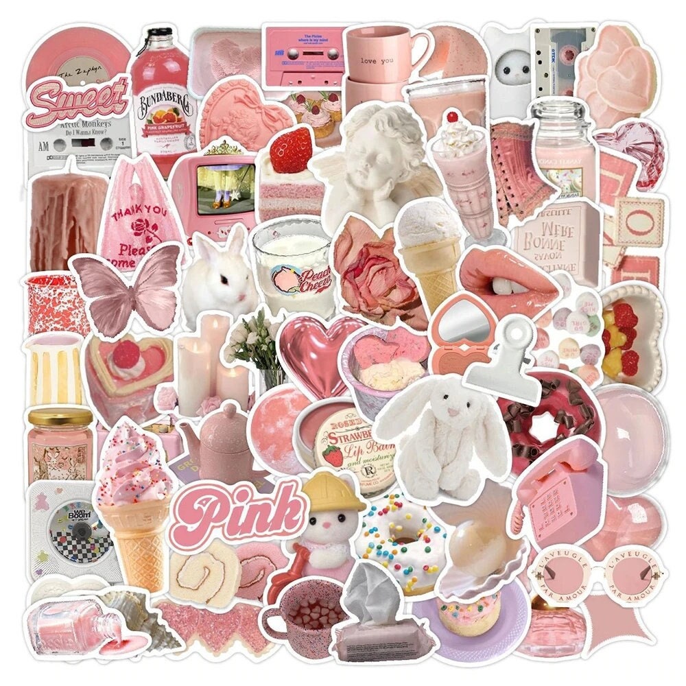 10/50PCS Love Heart Stickers for Lovers Gifts Pink Kawaii Decals