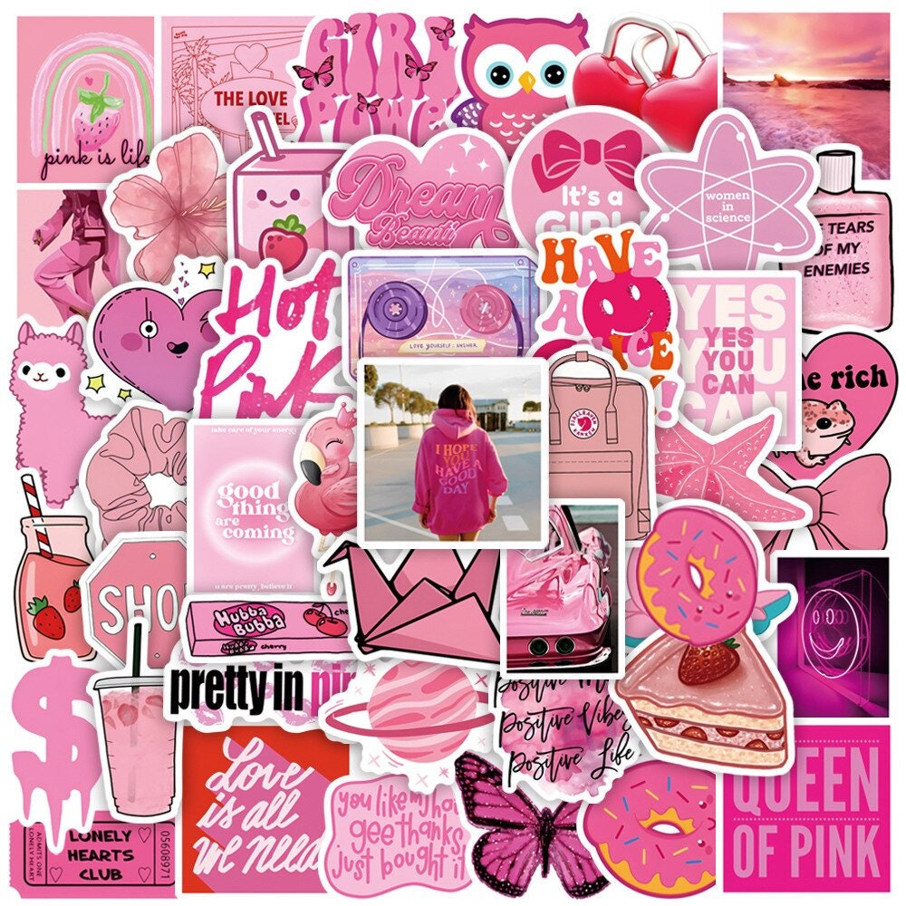 Katea linda pegatinas kawaii rosa 90 piezas, impermeable vinilo botellas de  agua pegatinas Laptop Skateboard Luggage Sticker Pack para niñas